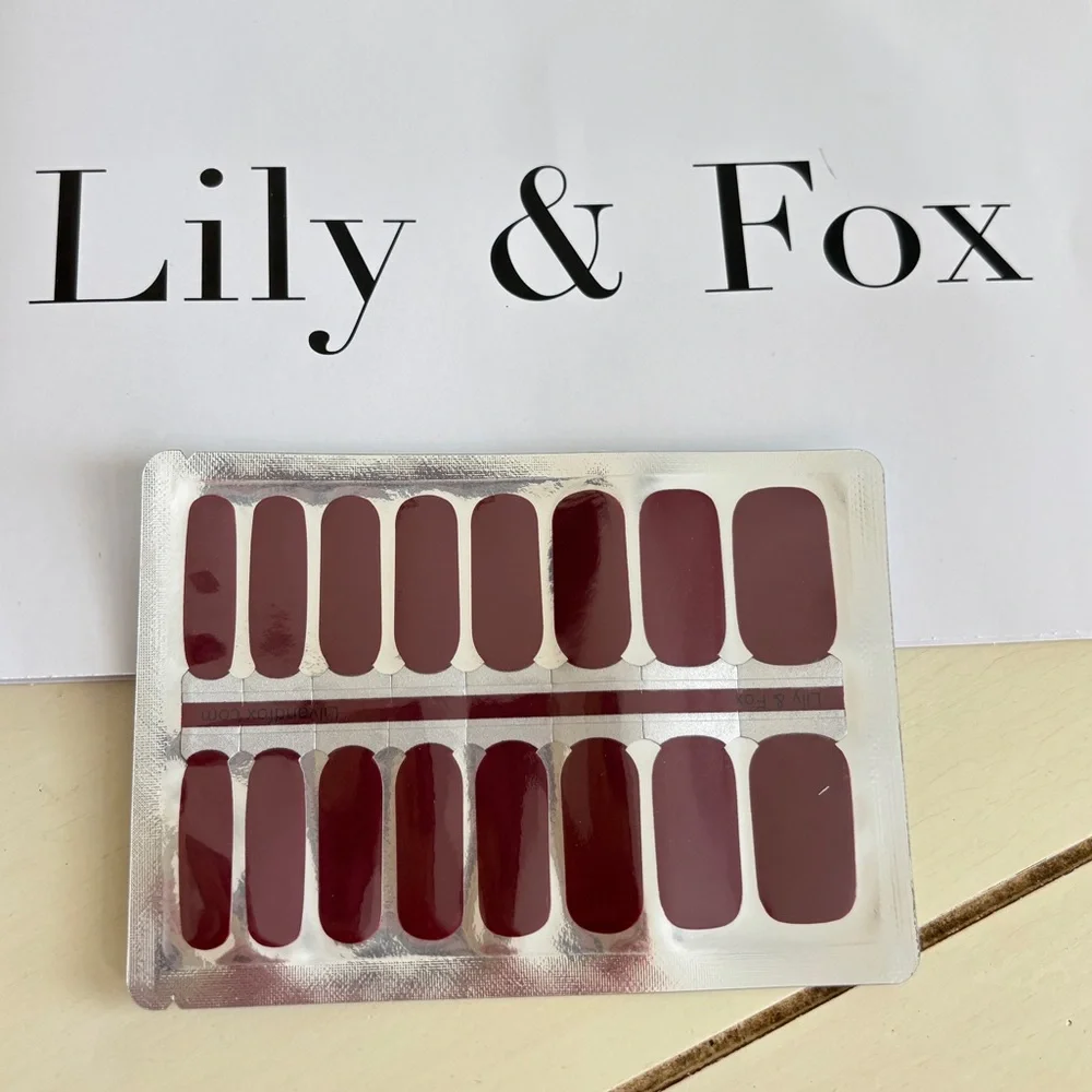 Lily And Fox Nail Polish Strips 16ct. Burgundy New Without Box